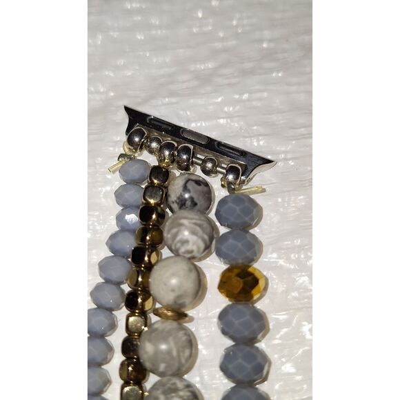 Apple Watch Gemstone Band Layered Agate Stretchy Elegant Boho Bracelet - Picture 3 of 7